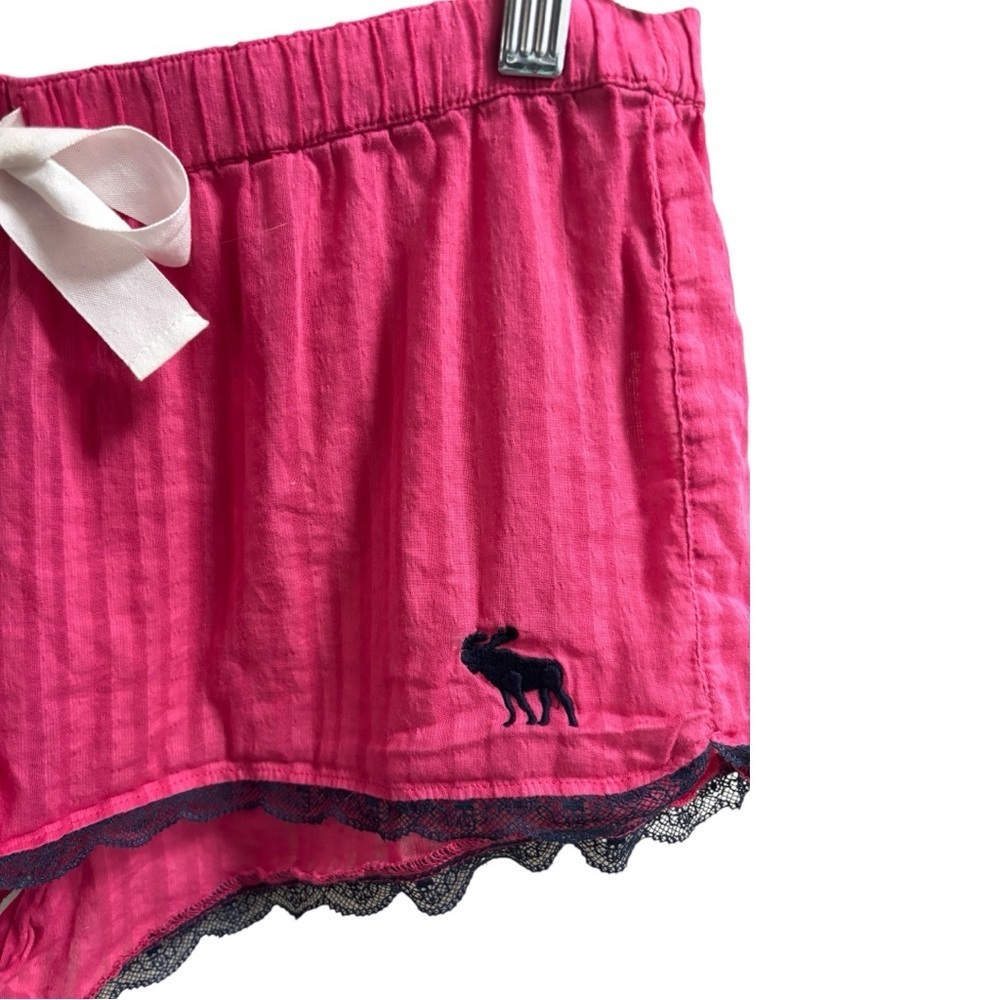 Y2K vintage Abercrombie & Fitch pink Striped Shorts feminine boxer blue lace - Picture 9 of 10